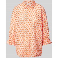 Christian Berg Woman Bluse mit Allover-Muster in Neon Orange, Größe 36 von Christian Berg Woman