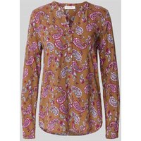 Christian Berg Woman Blusenshirt aus Viskose mit V-Ausschnitt in Cognac, Größe 46 von Christian Berg Woman