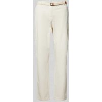 Christian Berg Woman Casual Fit Chino mit Gürtel in Offwhite, Größe 46 von Christian Berg Woman