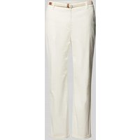 Christian Berg Woman Chino in unifarbenem Design mit Gürtel in Offwhite, Größe 38 von Christian Berg Woman