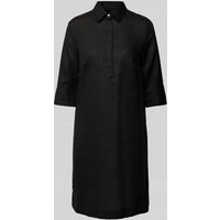 Christian Berg Woman Knielanges Hemdblusenkleid aus Leinen in unifarbenem Design in Black, Größe 36 von Christian Berg Woman