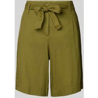 Christian Berg Woman Regular Fit Leinenbermudas mit Bindegürtel in Oliv, Größe 34 von Christian Berg Woman