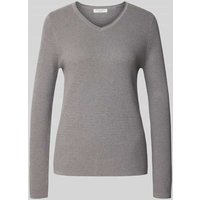 Christian Berg Woman Strickpullover mit V-Ausschnitt in Mittelgrau Melange, Größe XXL von Christian Berg Woman