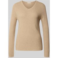 Christian Berg Woman Strickpullover mit V-Ausschnitt in Sand Melange, Größe XL von Christian Berg Woman