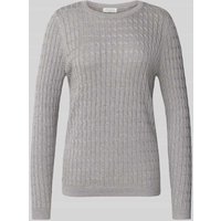 Christian Berg Woman Strickpullover mit Zopfmuster in Mittelgrau Melange, Größe XXL von Christian Berg Woman