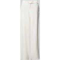 Christian Berg Woman Wide Leg Hose mit Stoffgürtel in Offwhite, Größe 42 von Christian Berg Woman