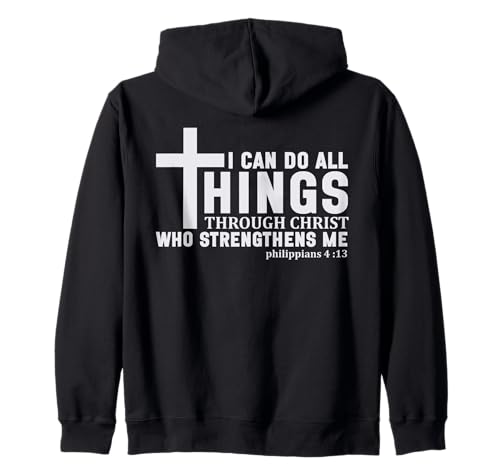 Ich kann Alles durch Christus tun Religiöse Männer Frauen Kapuzenjacke von Christian Bible Verse Designs