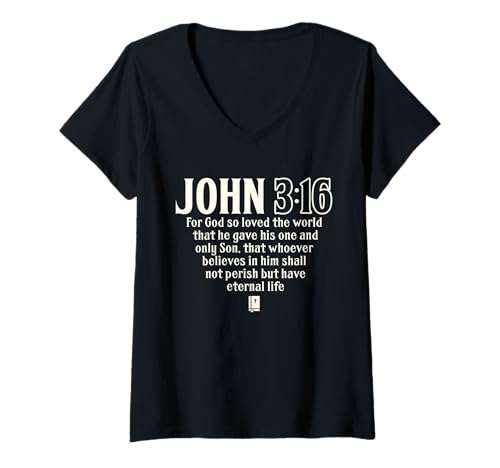Damen John 3:16 Bibelvers Schrift Christian God Loves You T-Shirt mit V-Ausschnitt Damen John 3:16 Bibelvers Schrift Christian God Loves You T-Shirt mit V-Ausschnitt von Christian Bible Verse John 3:16 gifts