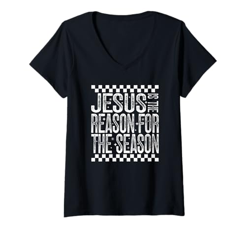 Damen Christliches Weihnachten Jesus ist der Grund für die Jahreszeit T-Shirt mit V-Ausschnitt Damen Christliches Weihnachten Jesus ist der Grund für die Jahreszeit T-Shirt mit V-Ausschnitt von Christian Christmas Gift Co.