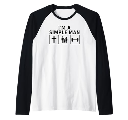 Herren Im A Simple Man Faith Family Weightlifting Conservative Men Raglan von Christian Conservative Family Gifts for Men