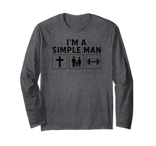 Im A Simple Man Faith Family Weightlifting Conservative Men Langarmshirt von Christian Conservative Family Gifts for Men