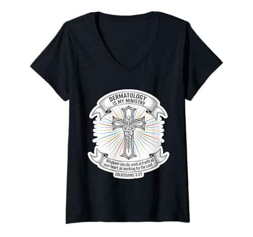 Damen Christlicher Dermatologe Dermatologie ist Mein Ministeriumsarzt T-Shirt mit V-Ausschnitt Damen Christlicher Dermatologe Dermatologie ist Mein Ministeriumsarzt T-Shirt mit V-Ausschnitt von Christian Dermatologist Doctor Products