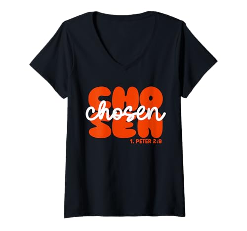 Damen 1. Peter 2:9 ausgewähltes christliches Design Jesus Christus Bibleverse T-Shirt mit V-Ausschnitt Damen 1. Peter 2:9 ausgewähltes christliches Design Jesus Christus Bibleverse T-Shirt mit V-Ausschnitt von Christian Designs by Sany O.