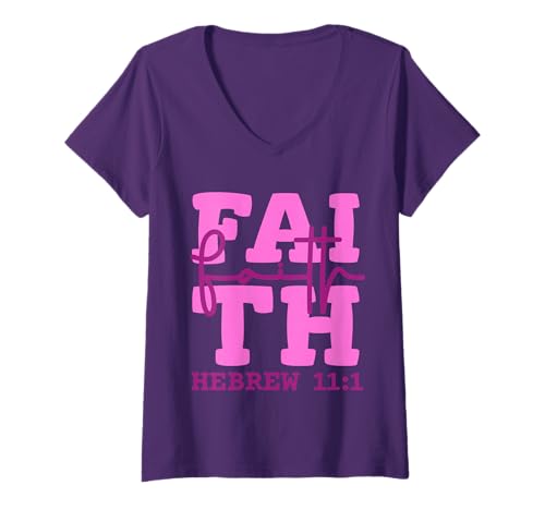 Damen Christliches Design inspiriert von Bibelvers Hebräisch 11:1 T-Shirt mit V-Ausschnitt Damen Christliches Design inspiriert von Bibelvers Hebräisch 11:1 T-Shirt mit V-Ausschnitt von Christian Designs by Sany O.