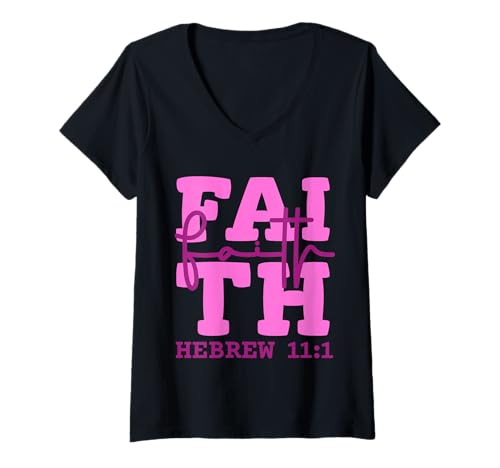 Damen Christliches Design inspiriert von Bibelvers Hebräisch 11:1 T-Shirt mit V-Ausschnitt Damen Christliches Design inspiriert von Bibelvers Hebräisch 11:1 T-Shirt mit V-Ausschnitt von Christian Designs by Sany O.