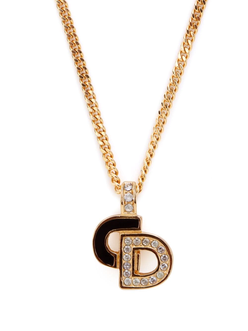 Christian Dior Pre-Owned Halskette mit Strass-Anhänger - Gold von Christian Dior Pre-Owned