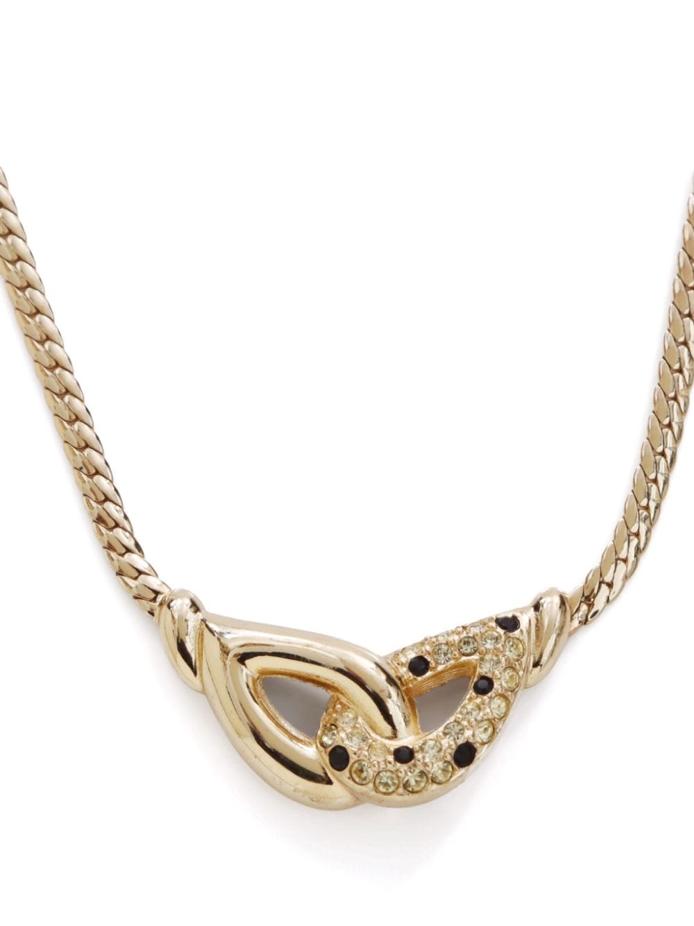 Christian Dior Pre-Owned Curve Halskette mit Kristallverzierung - Gold von Christian Dior Pre-Owned