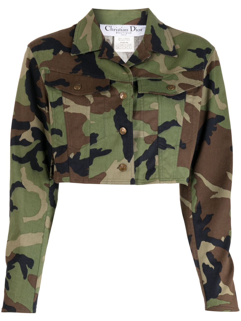 Christian Dior Pre-Owned 2001 Cropped-Jacke mit Camouflage.Print - Braun von Christian Dior Pre-Owned