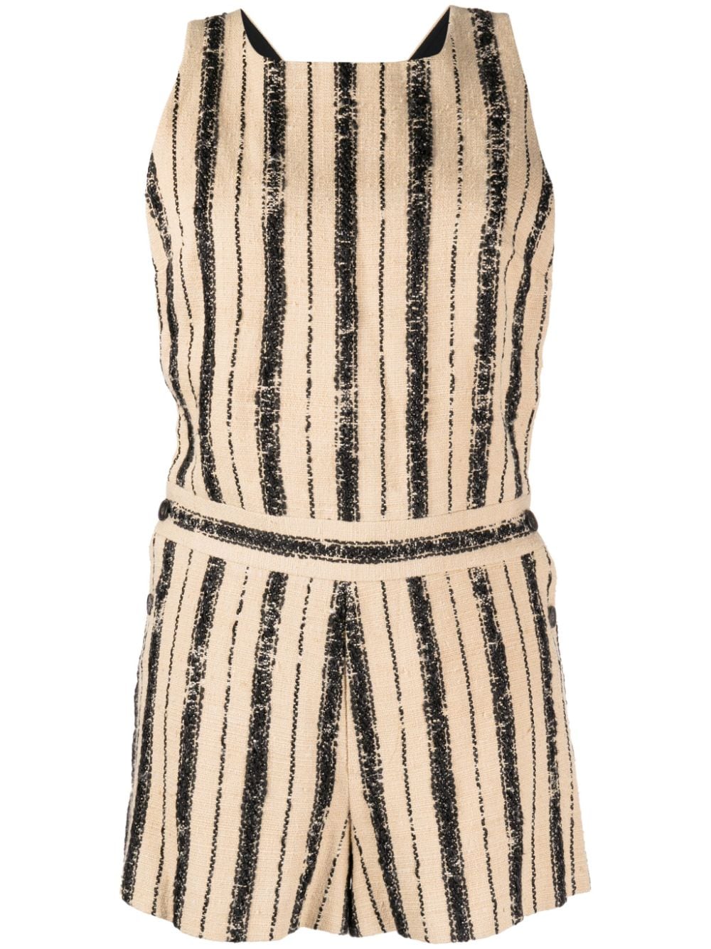 Christian Dior Pre-Owned Gestreifter Playsuit mit überkreuzten Trägern - Schwarz von Christian Dior Pre-Owned