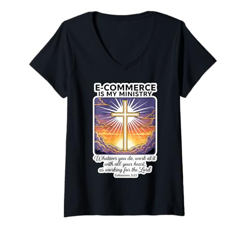 Damen Christian E-Commerce ist Mein Ministerium Spezialist Professional T-Shirt mit V-Ausschnitt Damen Christian E-Commerce ist Mein Ministerium Spezialist Professional T-Shirt mit V-Ausschnitt von Christian E-Commerce Specialist Products