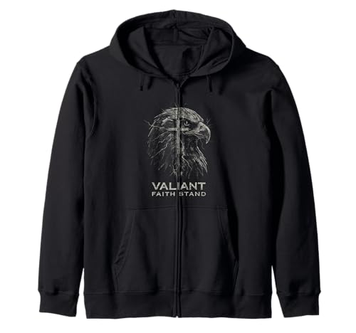 Valiant Faith Ständer Adler Kreuz Christliches Design Herren Damen Kapuzenjacke von Christian Eagle Cross Faith Apparel