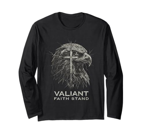 Valiant Faith Ständer Adler Kreuz Christliches Design Herren Damen Langarmshirt von Christian Eagle Cross Faith Apparel
