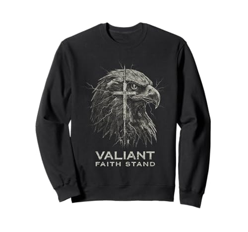 Valiant Faith Ständer Adler Kreuz Christliches Design Herren Damen Sweatshirt Valiant Faith Ständer Adler Kreuz Christliches Design Herren Damen Sweatshirt von Christian Eagle Cross Faith Apparel