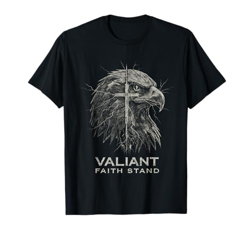 Valiant Faith Ständer Adler Kreuz Christliches Design Herren Damen T-Shirt Valiant Faith Ständer Adler Kreuz Christliches Design Herren Damen T-Shirt von Christian Eagle Cross Faith Apparel