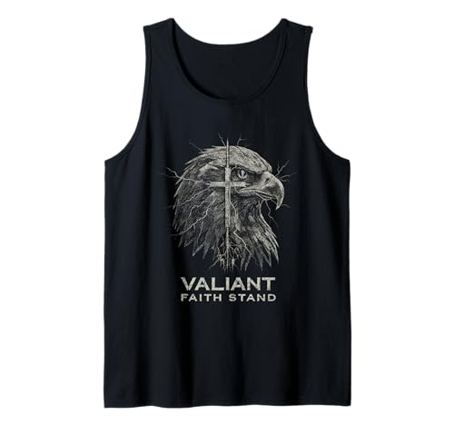 Valiant Faith Ständer Adler Kreuz Christliches Design Herren Damen Tank Top von Christian Eagle Cross Faith Apparel