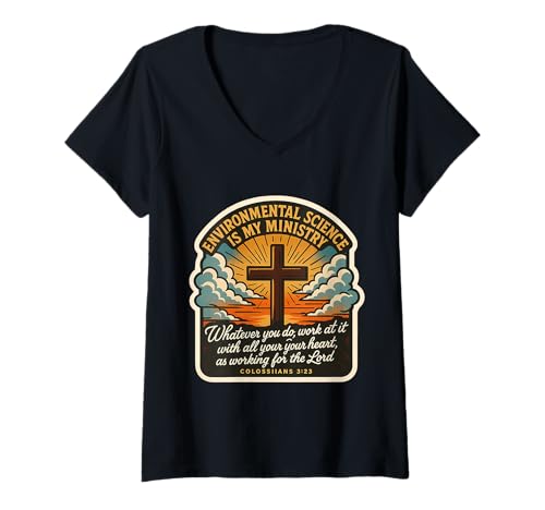 Damen Christliche Umweltwissenschaften sind Mein Dienstwissenschaftler Gott T-Shirt mit V-Ausschnitt Damen Christliche Umweltwissenschaften sind Mein Dienstwissenschaftler Gott T-Shirt mit V-Ausschnitt von Christian Environmental Science Products