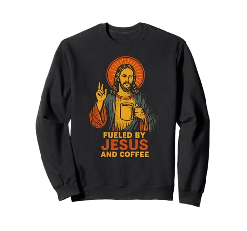 Jesus Coffee Fueled by Fun Damen Christian Faith Sweatshirt Jesus Coffee Fueled by Fun Damen Christian Faith Sweatshirt von Christian Faith Apparel Religious Clothing