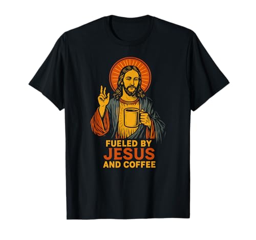 Jesus Coffee Fueled by Fun Damen Christian Faith T-Shirt Jesus Coffee Fueled by Fun Damen Christian Faith T-Shirt von Christian Faith Apparel Religious Clothing