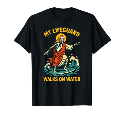 Jesus My Lifeguard Walks on Water Fun Herren Christian Faith T-Shirt von Christian Faith Apparel Religious Clothing