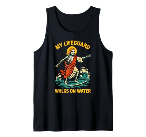 Jesus My Lifeguard Walks on Water Fun Herren Christian Faith Tank Top von Christian Faith Apparel Religious Clothing