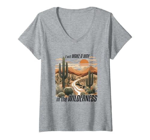 Damen Christlicher Bibelvers I Will Make A Way Jesus T-Shirt mit V-Ausschnitt Damen Christlicher Bibelvers I Will Make A Way Jesus T-Shirt mit V-Ausschnitt von Christian Faith Designs