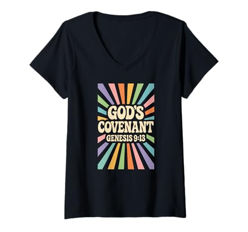 Damen GOTTES Bund Genesis 9:13 - Regenbogen - Heiliger christlicher Glaube T-Shirt mit V-Ausschnitt von Christian Faith Elect & Chosen