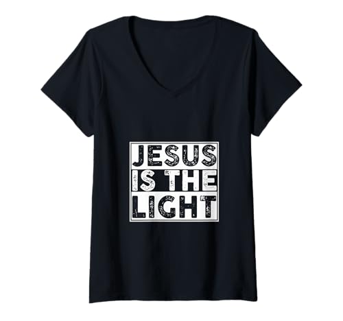 Damen Jesus ist das Licht der Heiligen Schrift, religiöser Christ T-Shirt mit V-Ausschnitt Damen Jesus ist das Licht der Heiligen Schrift, religiöser Christ T-Shirt mit V-Ausschnitt von Christian Faith Gear