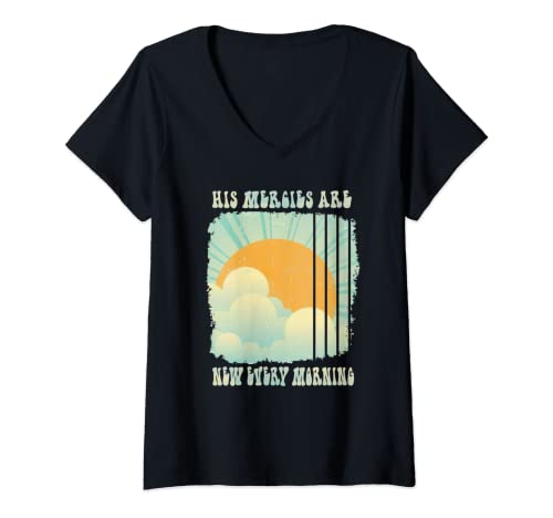 Damen Christlicher Glaube Seine Barmherzigkeit ist jeden Morgen neu Vintage T-Shirt mit V-Ausschnitt von Christian Faith In God Inc.