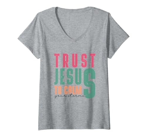 Damen Christian Faith Trust Jesus Zitat Bibelvers T-Shirt mit V-Ausschnitt Damen Christian Faith Trust Jesus Zitat Bibelvers T-Shirt mit V-Ausschnitt von Christian Faith Inspired
