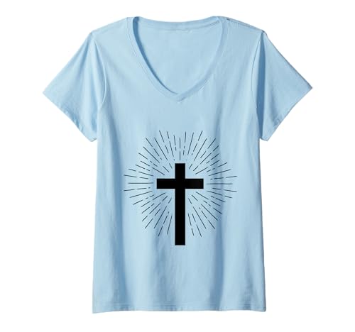 Damen Vintage Kreuz gesegnet christlicher Glaube Jesus Liebhaber spirituell T-Shirt mit V-Ausschnitt Damen Vintage Kreuz gesegnet christlicher Glaube Jesus Liebhaber spirituell T-Shirt mit V-Ausschnitt von Christian Faith Jesus Lover Tees