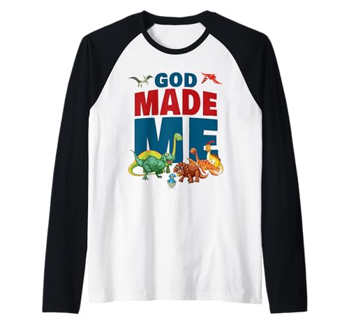 GOD Made Me – Christian Faith Kids Dinosaur Creation Raglan GOD Made Me – Christian Faith Kids Dinosaur Creation Raglan von Christian Faith Kids Bible Verse Inspiration
