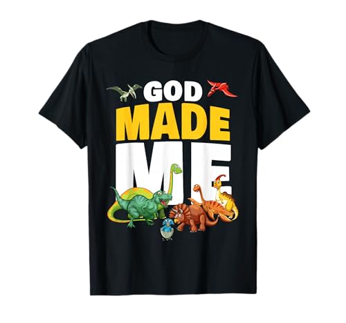 GOD Made Me – Christian Faith Kids Dinosaur Creation T-Shirt von Christian Faith Kids Bible Verse Inspiration