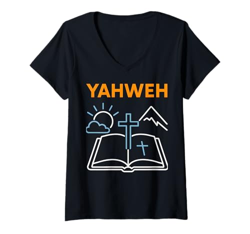 Damen Bibelvers Yahweh Vintage Herren Christian Faith T-Shirt mit V-Ausschnitt Damen Bibelvers Yahweh Vintage Herren Christian Faith T-Shirt mit V-Ausschnitt von Christian Faith Religious Bible Verse Apparel
