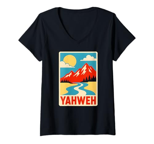Damen Faith Yahweh Vintage Herren Christian Religiös T-Shirt mit V-Ausschnitt Damen Faith Yahweh Vintage Herren Christian Religiös T-Shirt mit V-Ausschnitt von Christian Faith Religious Bible Verse Apparel