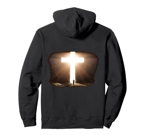 Jesus Christus Glaube Kreuz im Felsen Christian Running Men Pullover Hoodie von Christian Faith & Bible Verse Inspiration