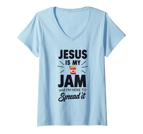 Damen Jesus ist Meine Marmelade und ich Bin Hier, um Mich zu verbreiten T-Shirt mit V-Ausschnitt von Christian Faith