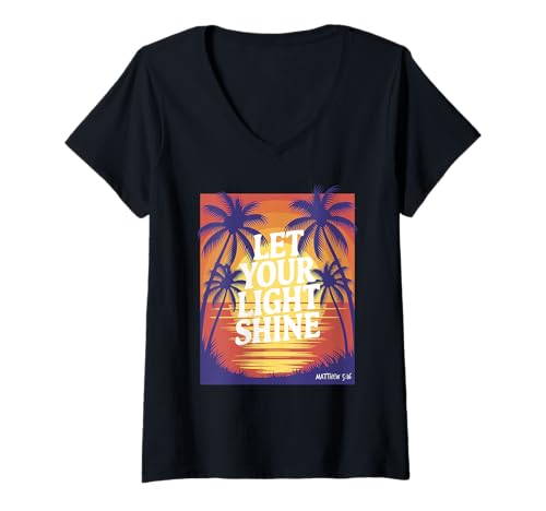Damen Lassen Sie Ihr Licht Matthäus 5:16 Bibelvers Christian T-Shirt mit V-Ausschnitt Damen Lassen Sie Ihr Licht Matthäus 5:16 Bibelvers Christian T-Shirt mit V-Ausschnitt von Christian Gifts and Tees