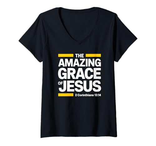 Damen The Amazing Graces of Jesus Christus 2Corinthians 13:14 Bible T-Shirt mit V-Ausschnitt Damen The Amazing Graces of Jesus Christus 2Corinthians 13:14 Bible T-Shirt mit V-Ausschnitt von Christian Grace