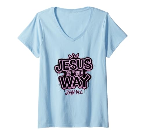 Damen Jesus is The Way John 14:6 Graffiti T-Shirt mit V-Ausschnitt Damen Jesus is The Way John 14:6 Graffiti T-Shirt mit V-Ausschnitt von Christian Graffiti Street Art Glauben