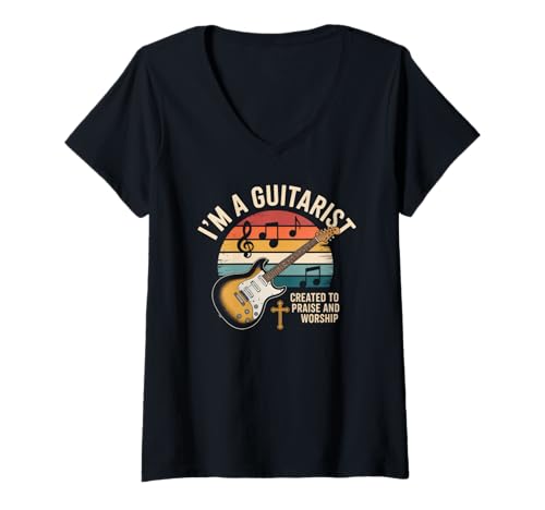 Damen Lob and Worship Leader Musical Talent T-Shirt mit V-Ausschnitt Damen Lob and Worship Leader Musical Talent T-Shirt mit V-Ausschnitt von Christian Guitarist Worship Music